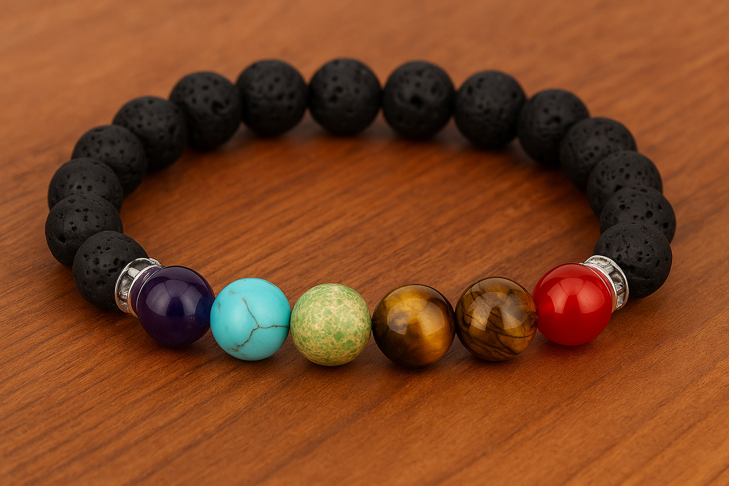 Pulseras de roca de lava 7 chakras