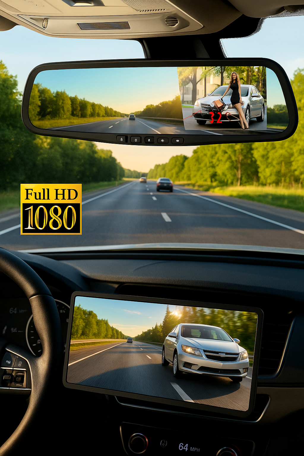 Retrovisor Inteligente VisionDrive HD – Conduce y Estaciona con Máxima Seguridad