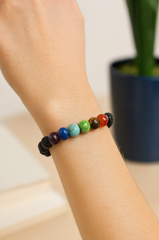 Pulseras de roca de lava 7 chakras